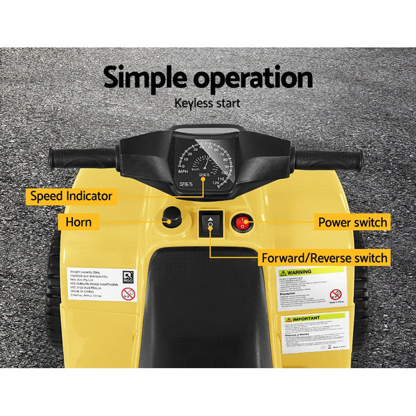 Rigo Kids Ride On ATV Quad Motorbike Car 4 Wheeler Electric Toys Battery Yellow Rigo