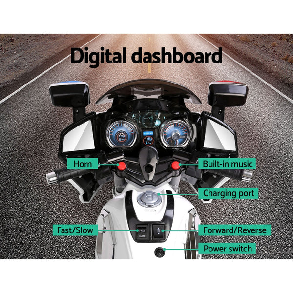 Rigo Kids Ride On Motorbike Motorcycle Car White RIGO