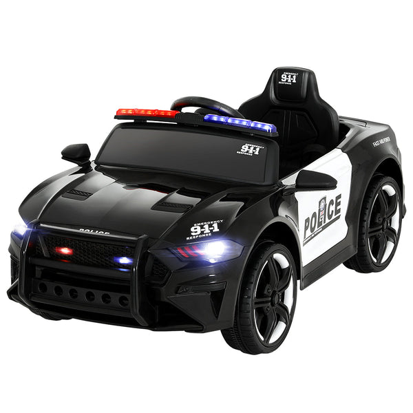 Rigo Kids Ride On Car Electric Patrol Police Cars Battery Powered Toys 12V Black RIGO