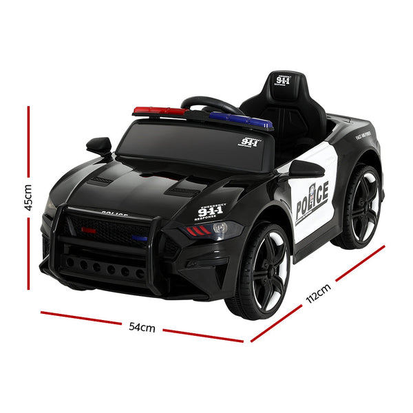Rigo Kids Ride On Car Electric Patrol Police Cars Battery Powered Toys 12V Black RIGO