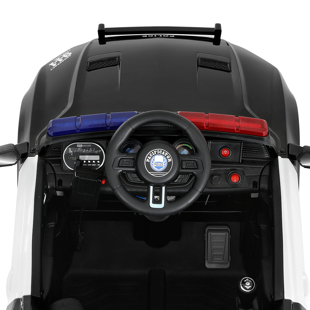 Rigo Kids Ride On Car Electric Patrol Police Cars Battery Powered Toys 12V Black RIGO