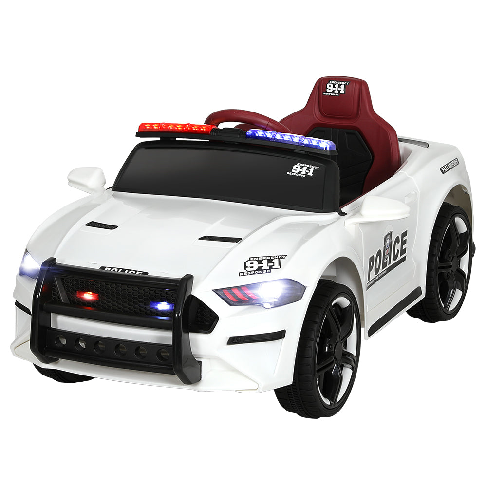 Rigo Kids Ride On Car Electric Patrol Police Cars Battery Powered Toys 12V White RIGO