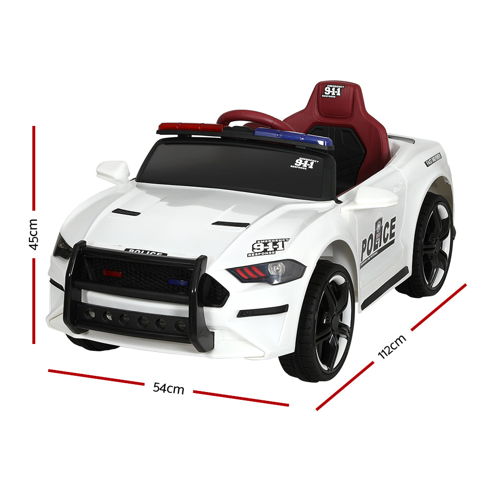 Rigo Kids Ride On Car Electric Patrol Police Cars Battery Powered Toys 12V White RIGO