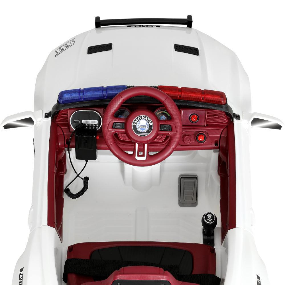 Rigo Kids Ride On Car Electric Patrol Police Cars Battery Powered Toys 12V White RIGO
