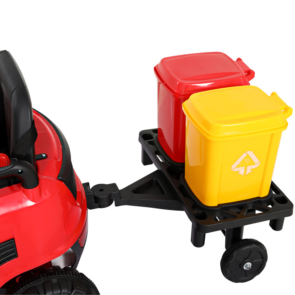 Rigo Kids Ride On Car Street Sweeper Truck w/Rotating Brushes Garbage Cans Red RIGO