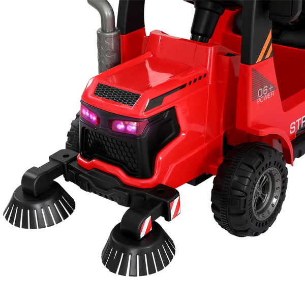 Rigo Kids Ride On Car Street Sweeper Truck w/Rotating Brushes Garbage Cans Red RIGO