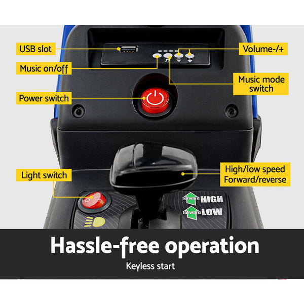 Rigo Ride On Car Tractor Trailer Toy Kids Electric Cars 12V Battery Blue RIGO