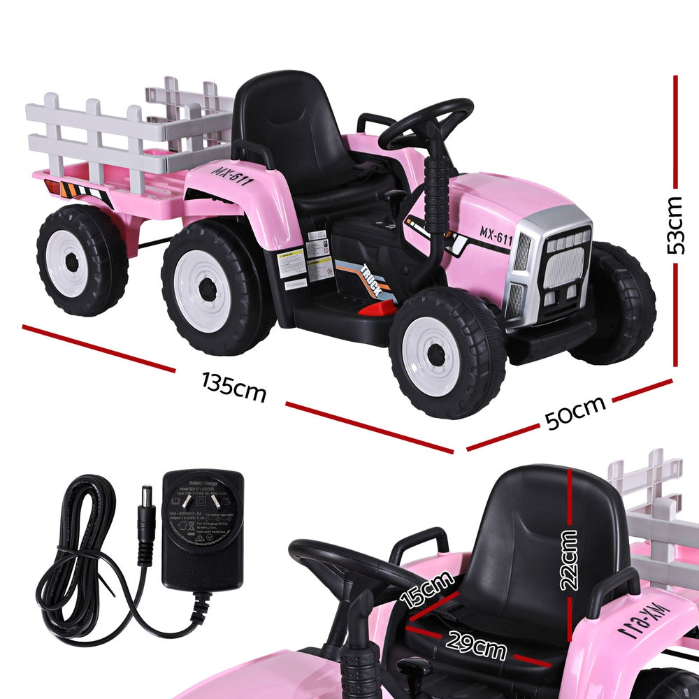 Rigo Kids Electric Ride On Car Tractor Toy Cars 12V Pink Rigo