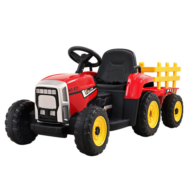 Rigo Ride On Car Tractor Trailer Toy Kids Electric Cars 12V Battery Red RIGO