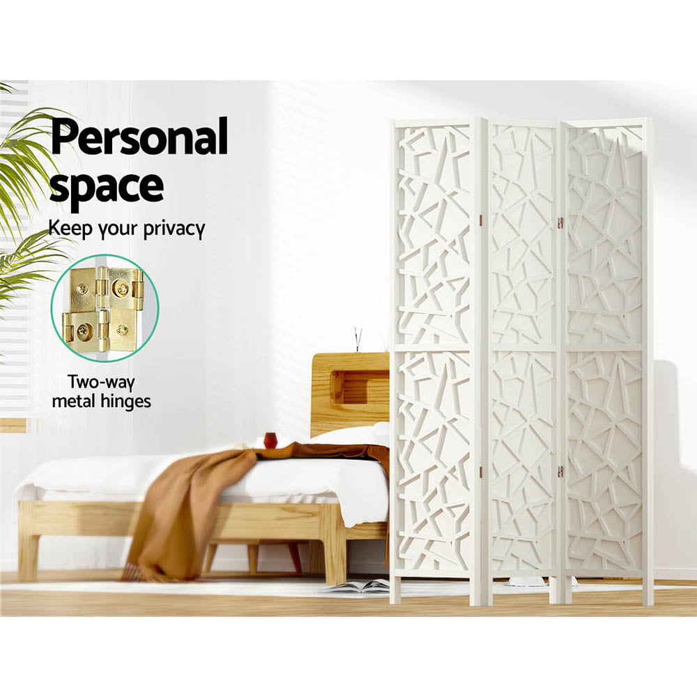 Artiss Clover Room Divider Screen Privacy Wood Dividers Stand 3 Panel White Artiss