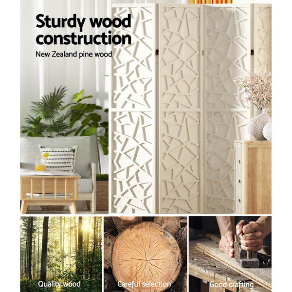 Artiss Clover Room Divider Screen Privacy Wood Dividers Stand 3 Panel White Artiss