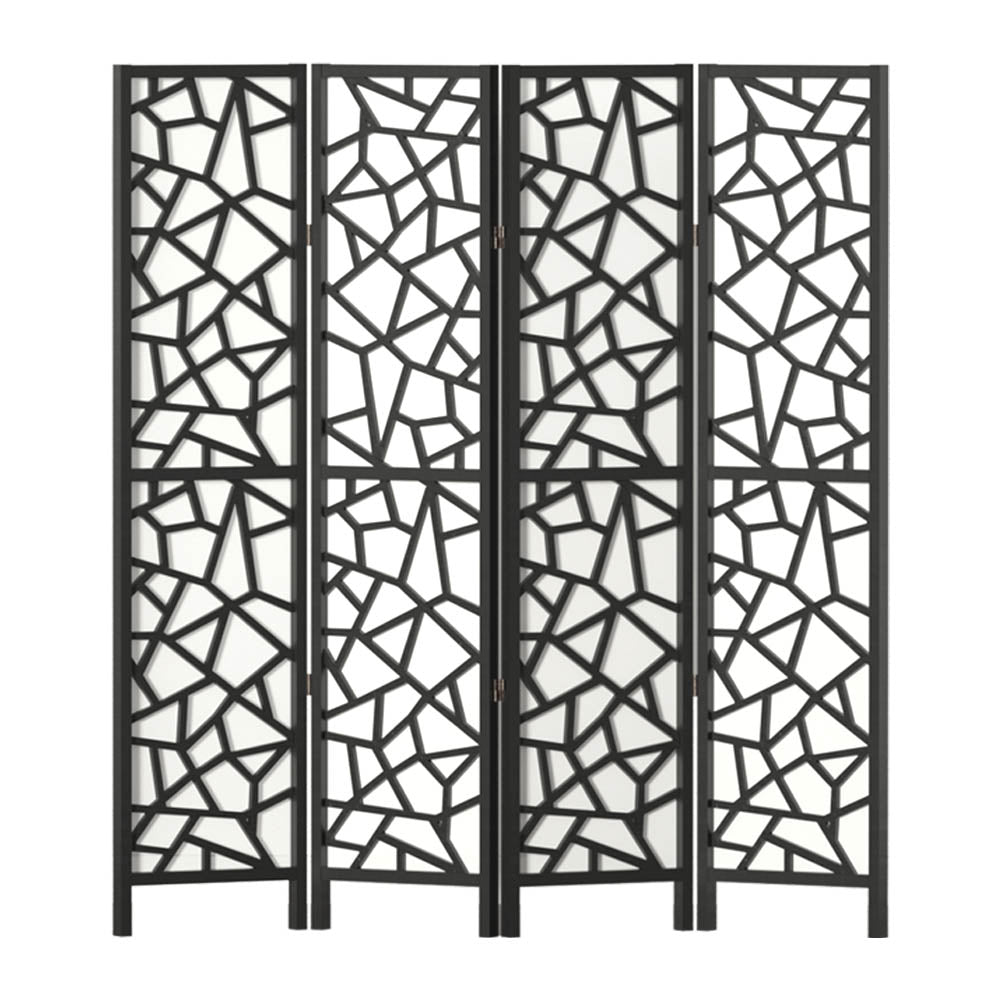 Artiss Clover Room Divider Screen Privacy Wood Dividers Stand 4 Panel Black Artiss