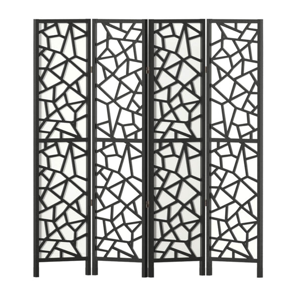Artiss Clover Room Divider Screen Privacy Wood Dividers Stand 4 Panel Black Artiss
