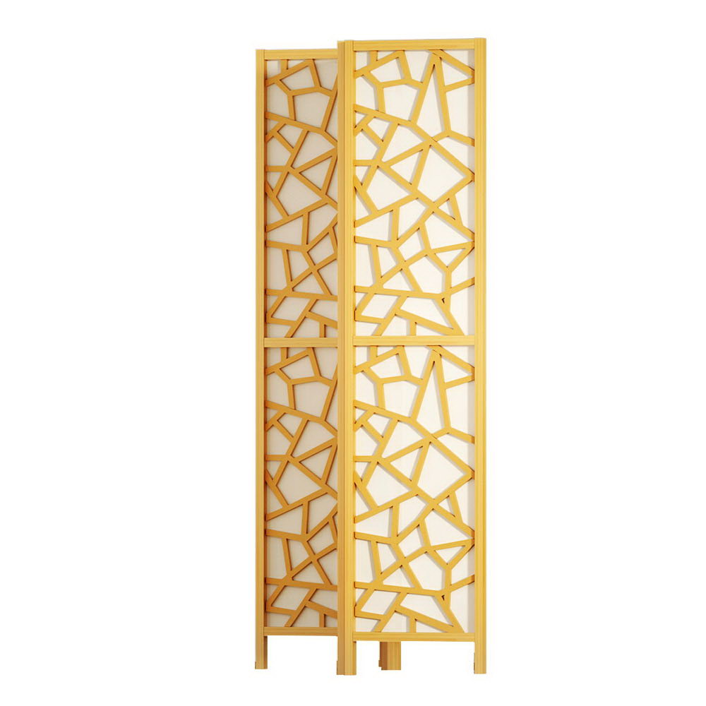 Artiss Clover Room Divider Screen Privacy Wood Dividers Stand 4 Panel Natural Artiss