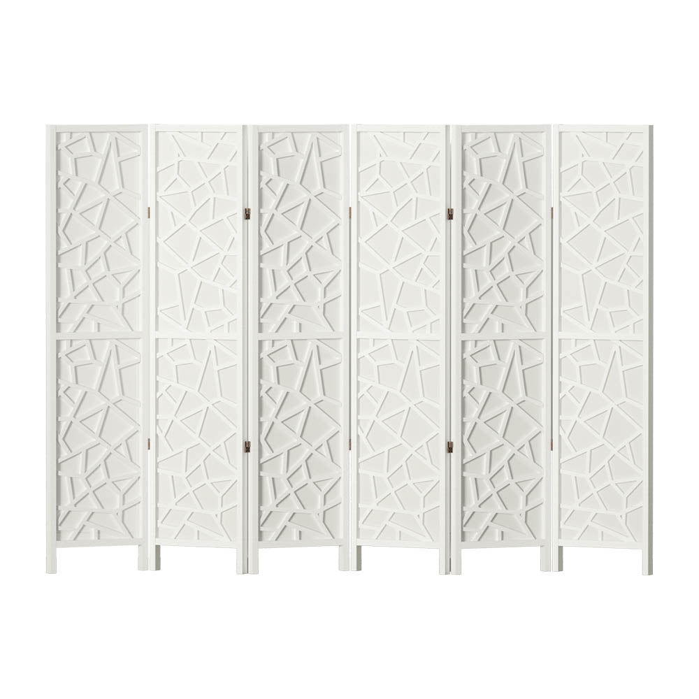 Artiss Clover Room Divider Screen Privacy Wood Dividers Stand 6 Panel White Artiss