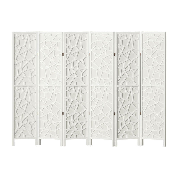Artiss Clover Room Divider Screen Privacy Wood Dividers Stand 6 Panel White Artiss
