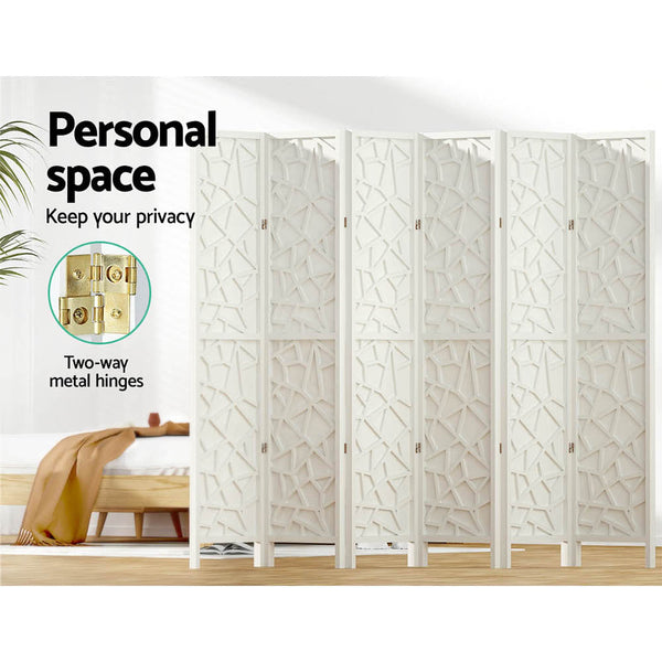 Artiss Clover Room Divider Screen Privacy Wood Dividers Stand 6 Panel White Artiss