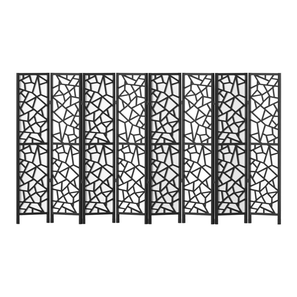 Artiss Clover Room Divider Screen Privacy Wood Dividers Stand 8 Panel Black Artiss