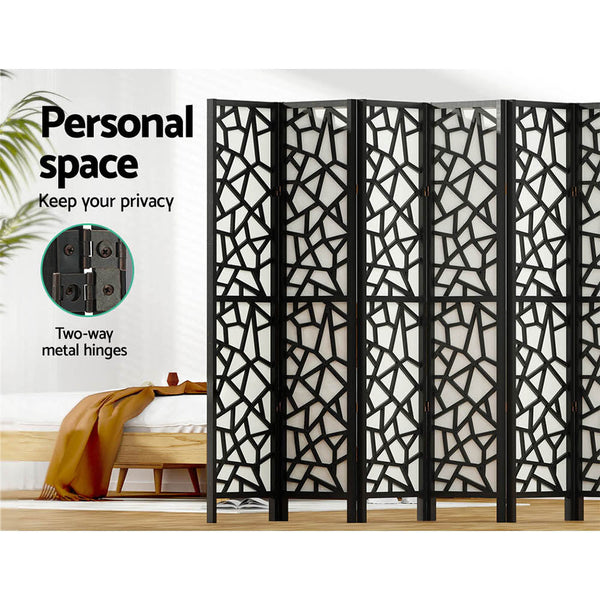 Artiss Clover Room Divider Screen Privacy Wood Dividers Stand 8 Panel Black Artiss