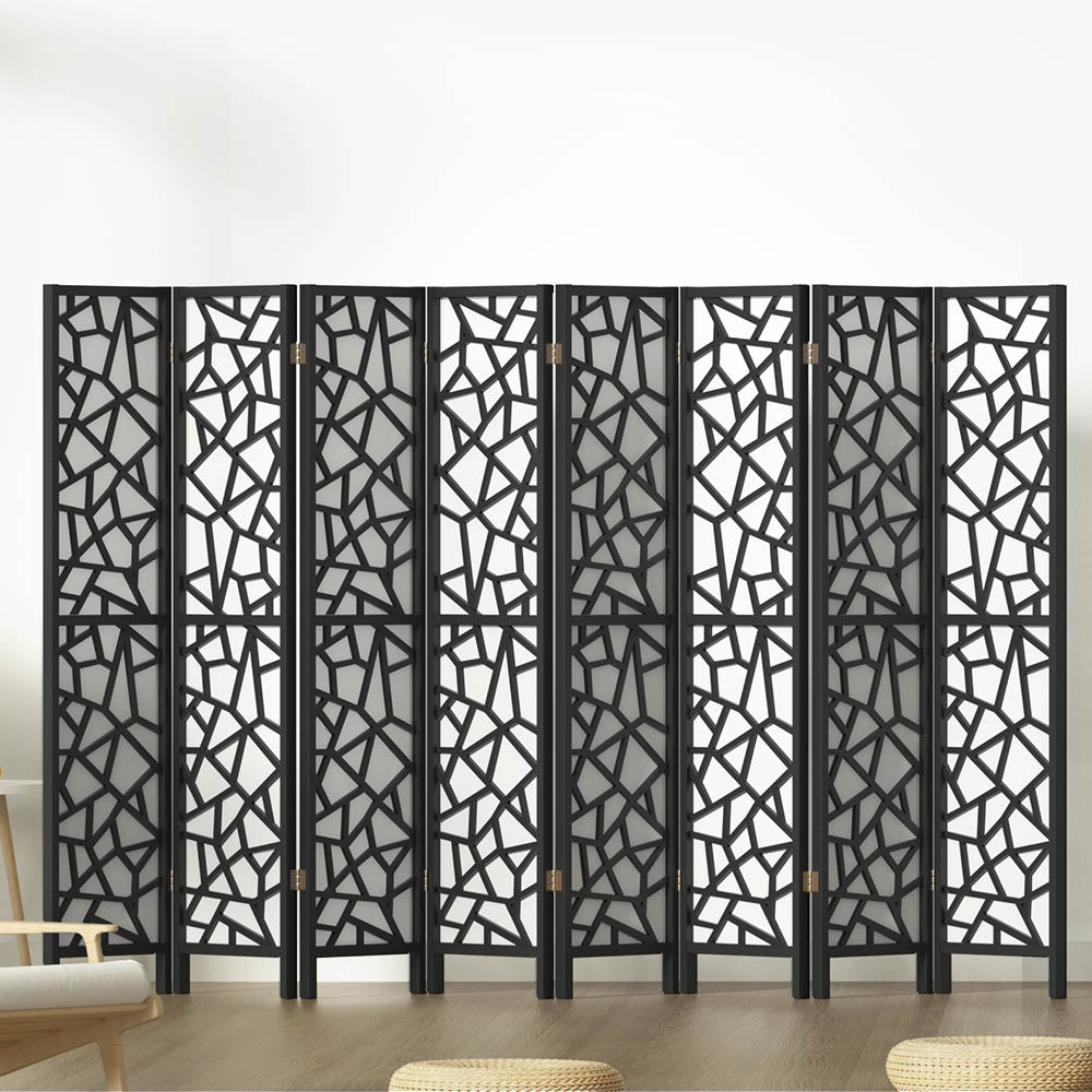 Artiss Clover Room Divider Screen Privacy Wood Dividers Stand 8 Panel Black Artiss