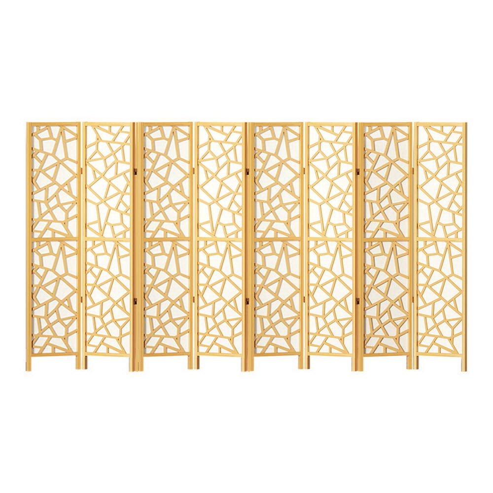 Artiss Clover Room Divider Screen Privacy Wood Dividers Stand 8 Panel Natural Artiss