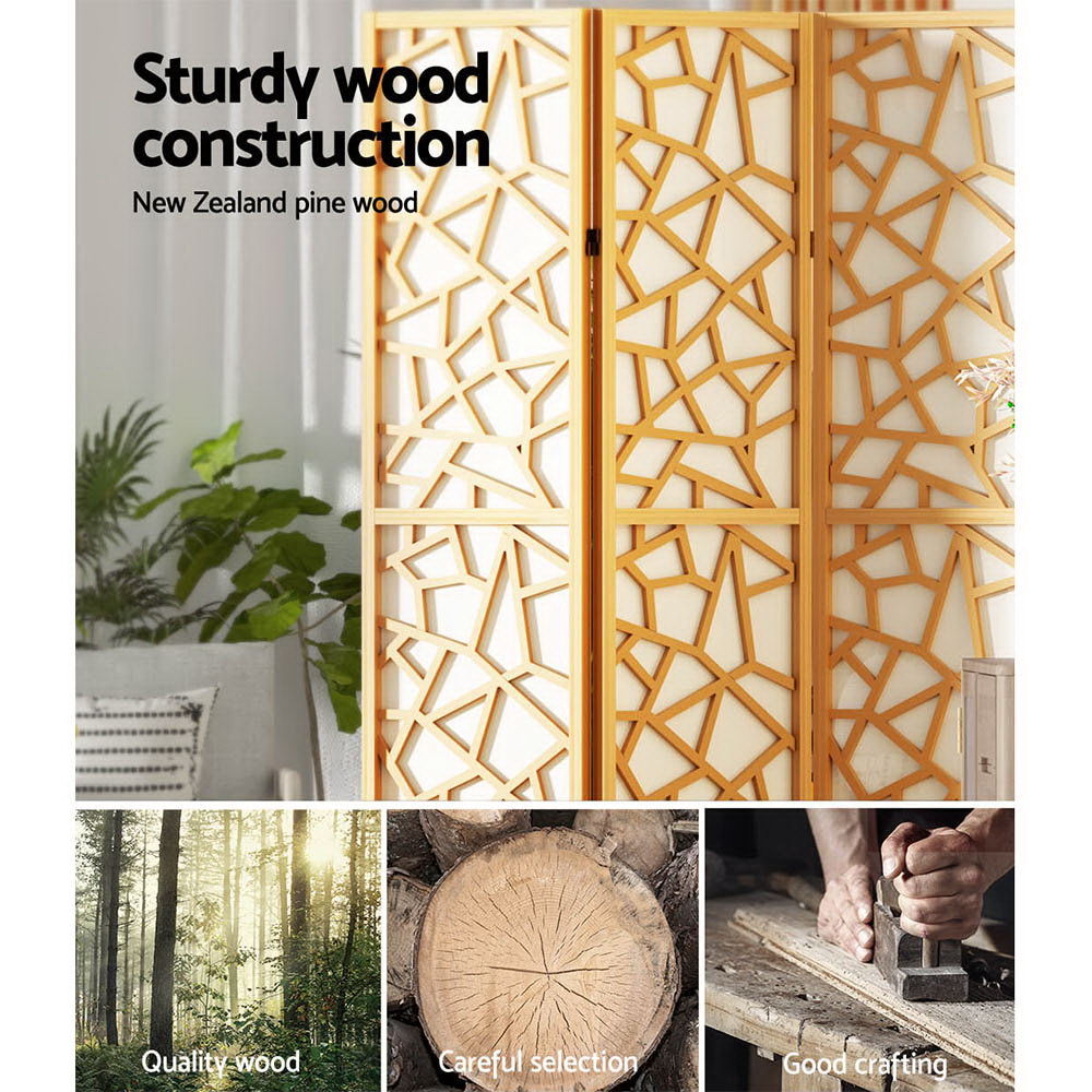 Artiss Clover Room Divider Screen Privacy Wood Dividers Stand 8 Panel Natural Artiss