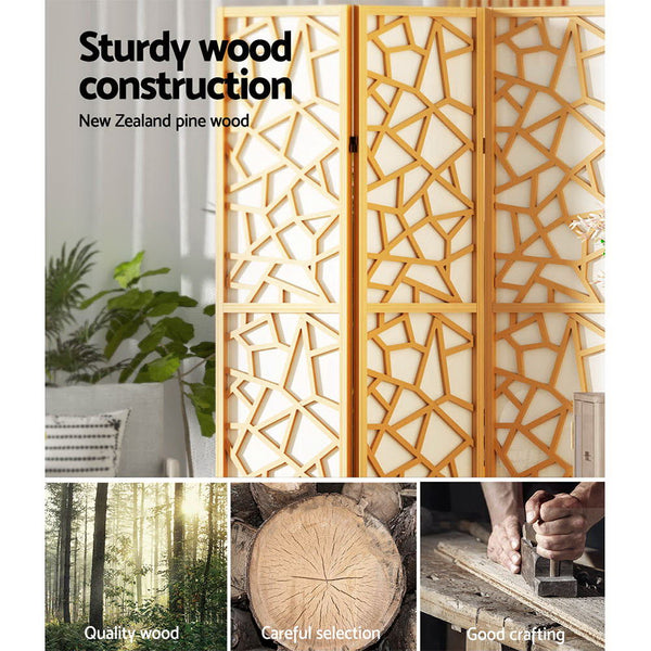 Artiss Clover Room Divider Screen Privacy Wood Dividers Stand 8 Panel Natural Artiss