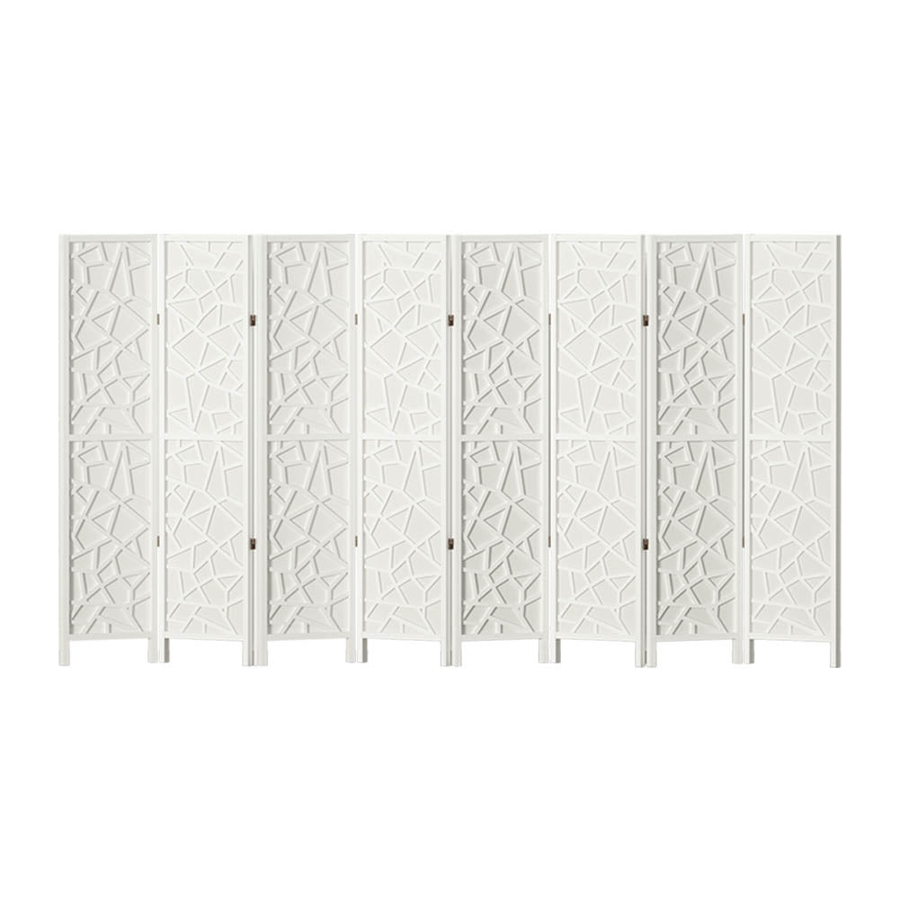 Artiss Clover Room Divider Screen Privacy Wood Dividers Stand 8 Panel White Artiss