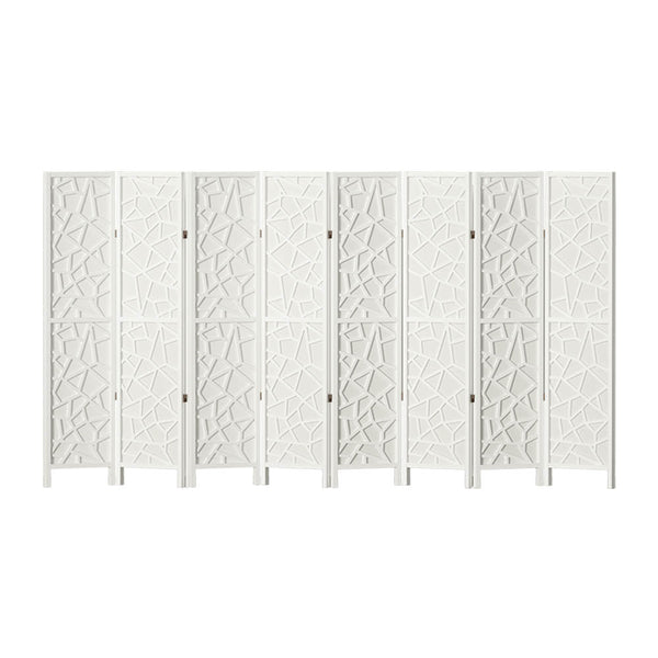 Artiss Clover Room Divider Screen Privacy Wood Dividers Stand 8 Panel White Artiss
