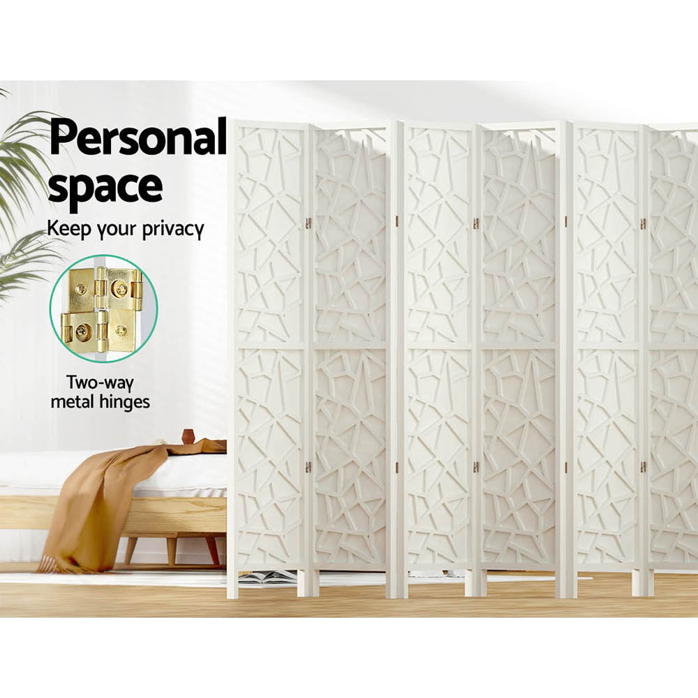 Artiss Clover Room Divider Screen Privacy Wood Dividers Stand 8 Panel White Artiss