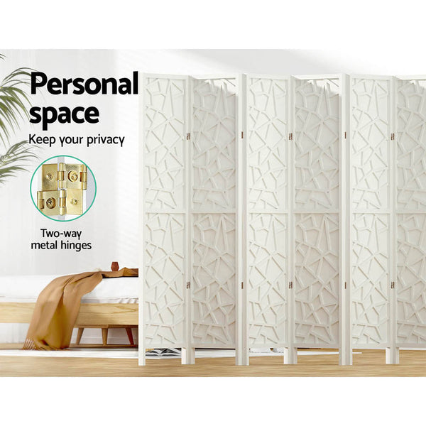 Artiss Clover Room Divider Screen Privacy Wood Dividers Stand 8 Panel White Artiss