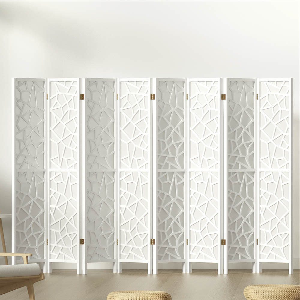 Artiss Clover Room Divider Screen Privacy Wood Dividers Stand 8 Panel White Artiss