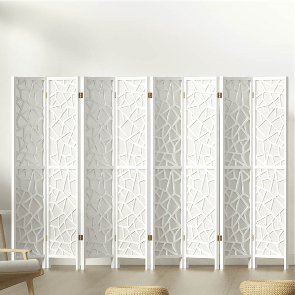 Artiss Clover Room Divider Screen Privacy Wood Dividers Stand 8 Panel White Artiss