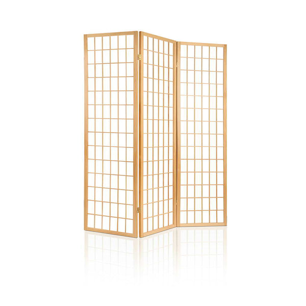 Artiss Room Divider Screen Wood Timber Dividers Fold Stand Wide Beige 3 Panel Artiss