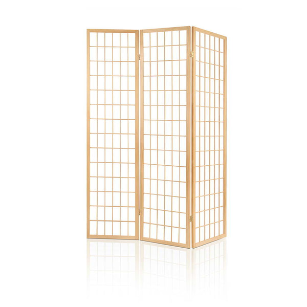 Artiss Room Divider Screen Wood Timber Dividers Fold Stand Wide Beige 3 Panel Artiss