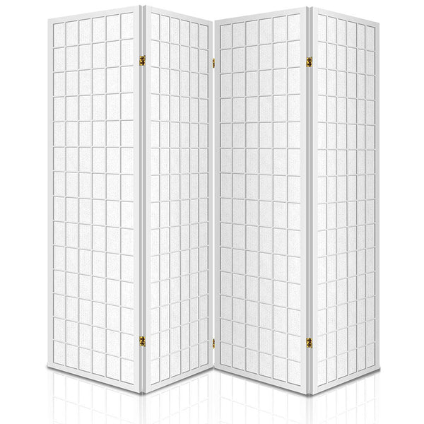 Artiss Room Divider Screen Wood Timber Dividers Fold Stand Wide White 4 Panel Artiss