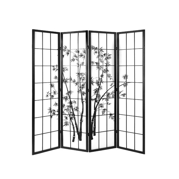 Artiss Room Divider Screen Privacy Dividers Pine Wood Stand Black White 4 Panel Artiss