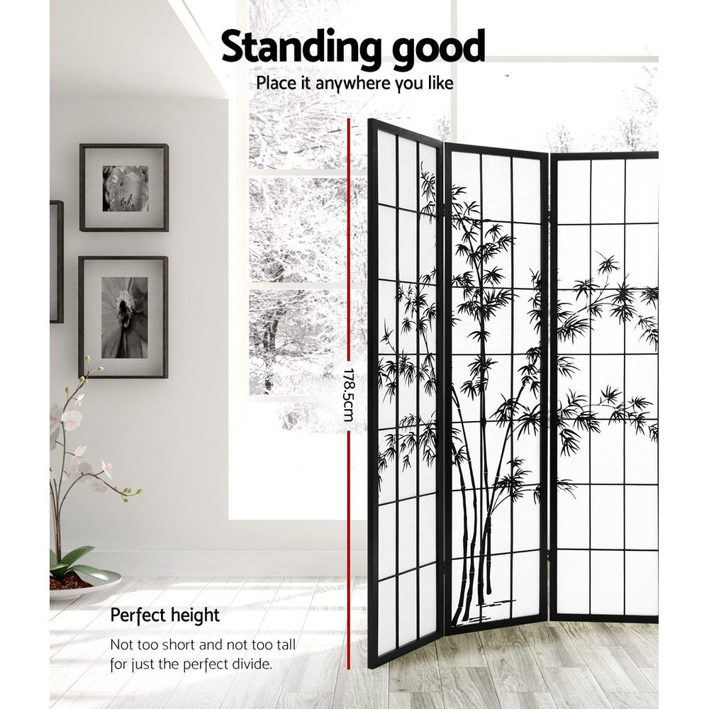 Artiss Room Divider Screen Privacy Dividers Pine Wood Stand Black White 4 Panel Artiss