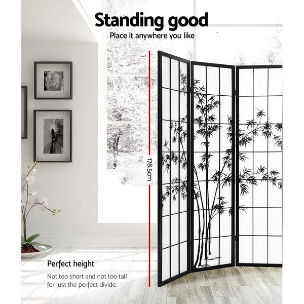 Artiss Room Divider Screen Privacy Dividers Pine Wood Stand Black White 4 Panel Artiss