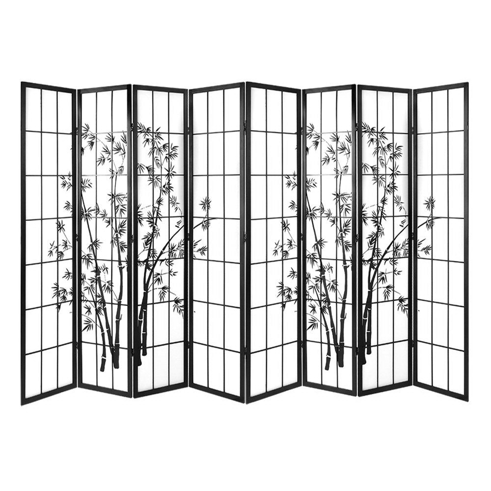 Artiss Room Divider Screen Privacy Dividers Pine Wood Stand Black White 8 Panel Artiss