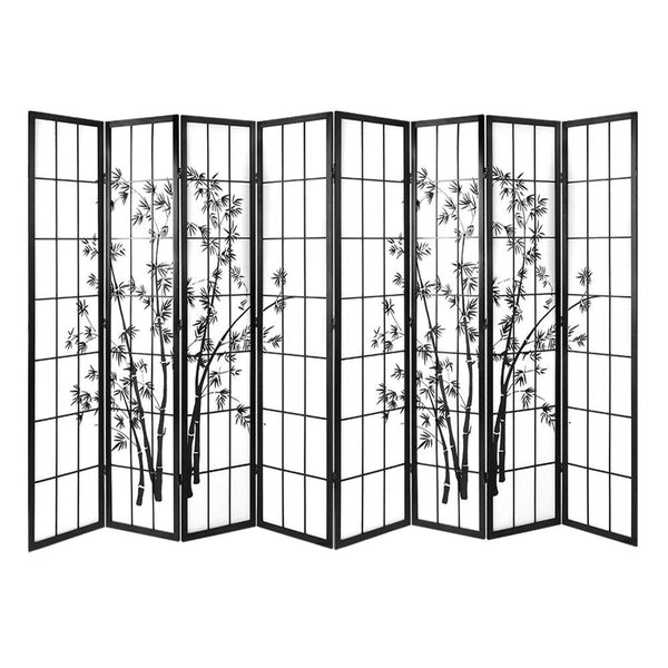 Artiss Room Divider Screen Privacy Dividers Pine Wood Stand Black White 8 Panel Artiss