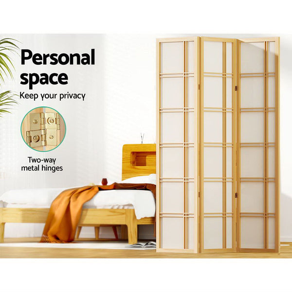 Artiss Room Divider Screen Privacy Wood Dividers Stand 3 Panel Nova Natural Artiss