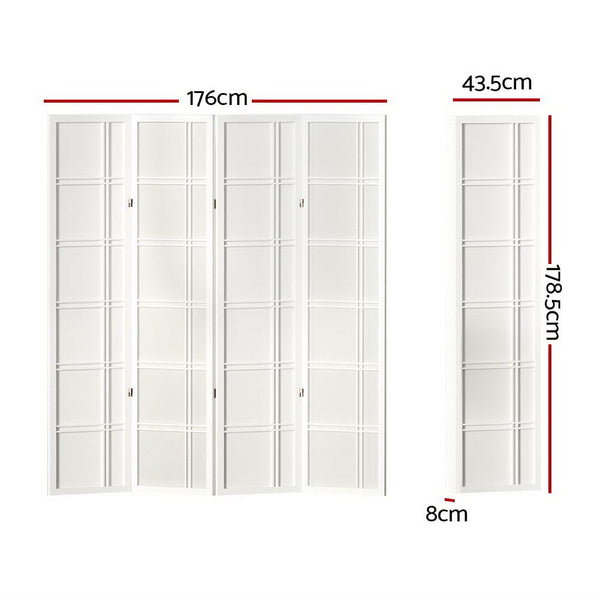 Artiss Room Divider Screen Privacy Wood Dividers Stand 4 Panel Nova White Artiss