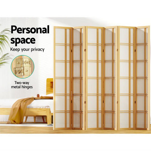 Artiss Room Divider Screen Privacy Wood Dividers Stand 6 Panel Nova Natural Artiss