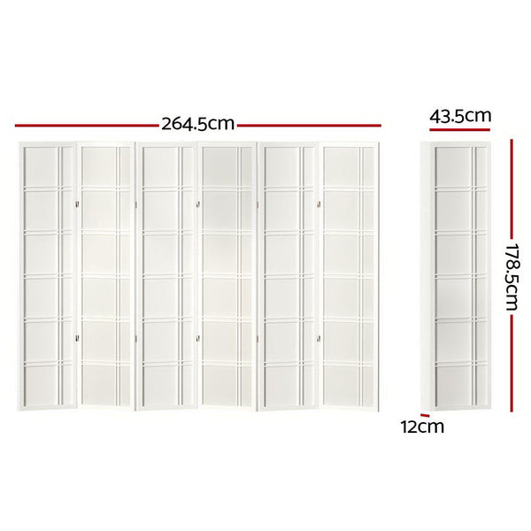 Artiss Room Divider Screen Privacy Wood Dividers Stand 6 Panel Nova White Artiss