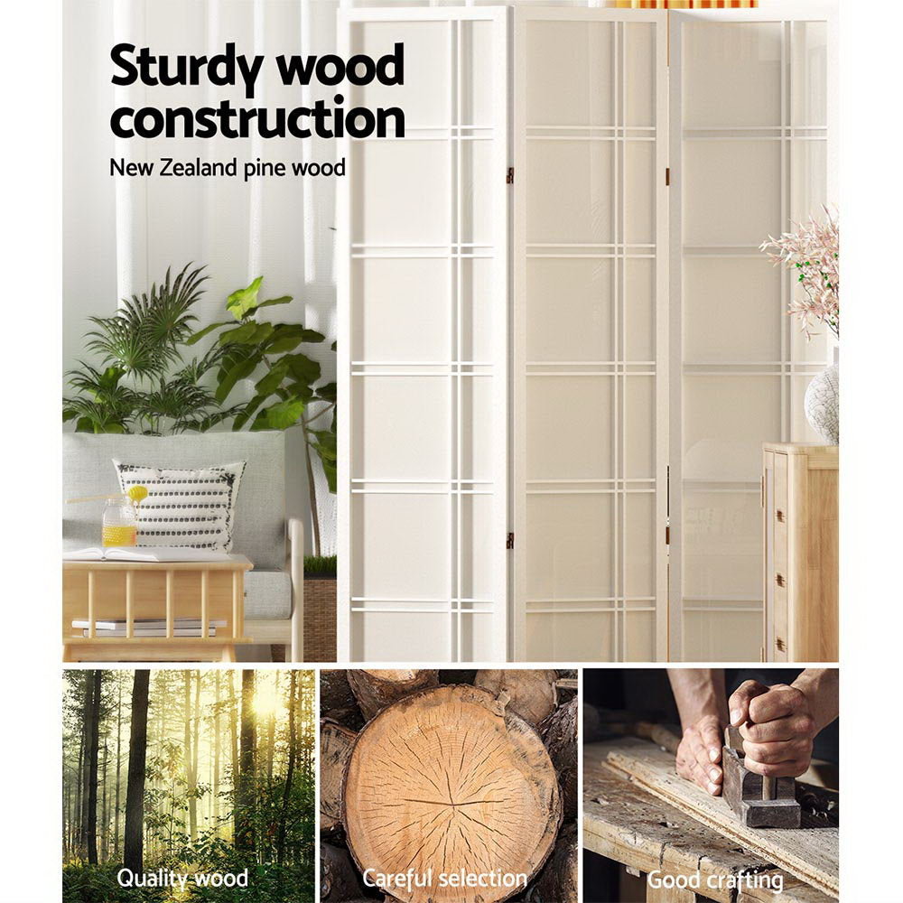 Artiss Room Divider Screen Privacy Wood Dividers Stand 6 Panel Nova White Artiss