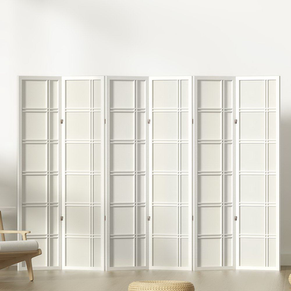 Artiss Room Divider Screen Privacy Wood Dividers Stand 6 Panel Nova White Artiss