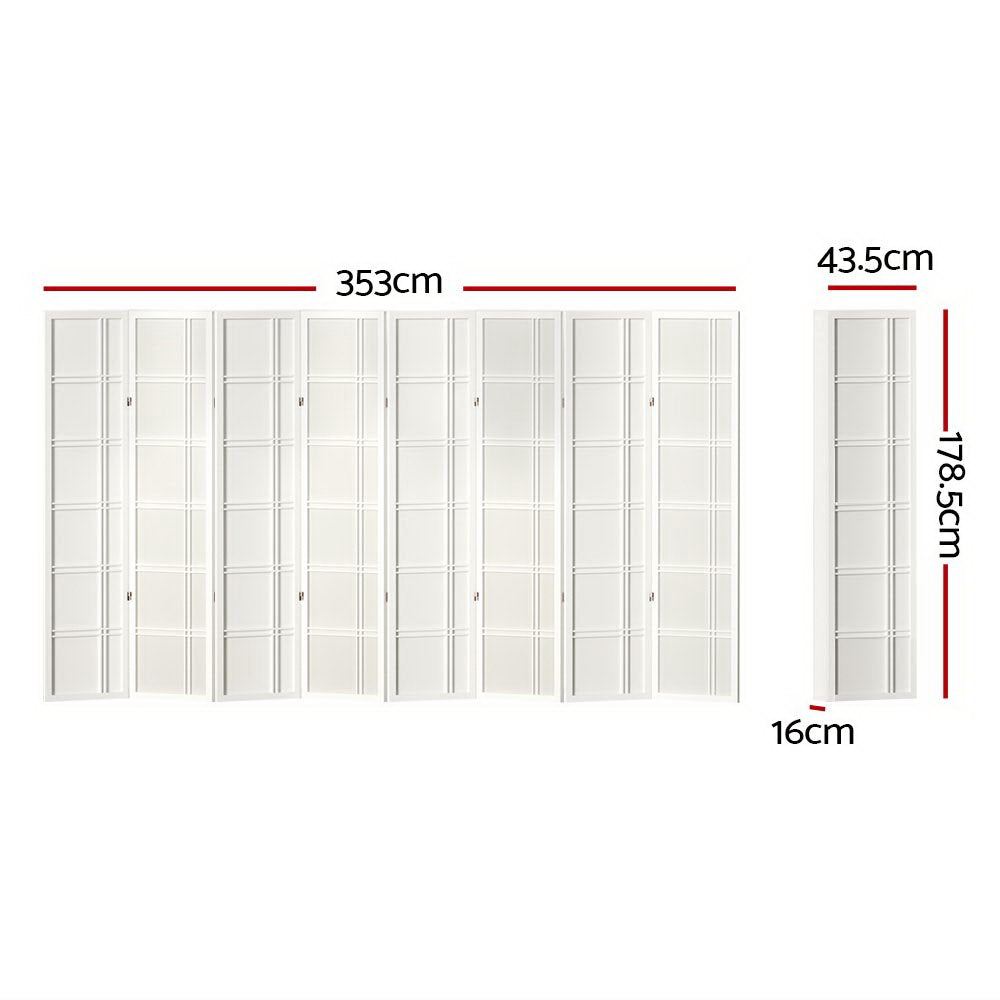 Artiss Room Divider Screen Privacy Wood Dividers Stand 8 Panel Nova White Artiss