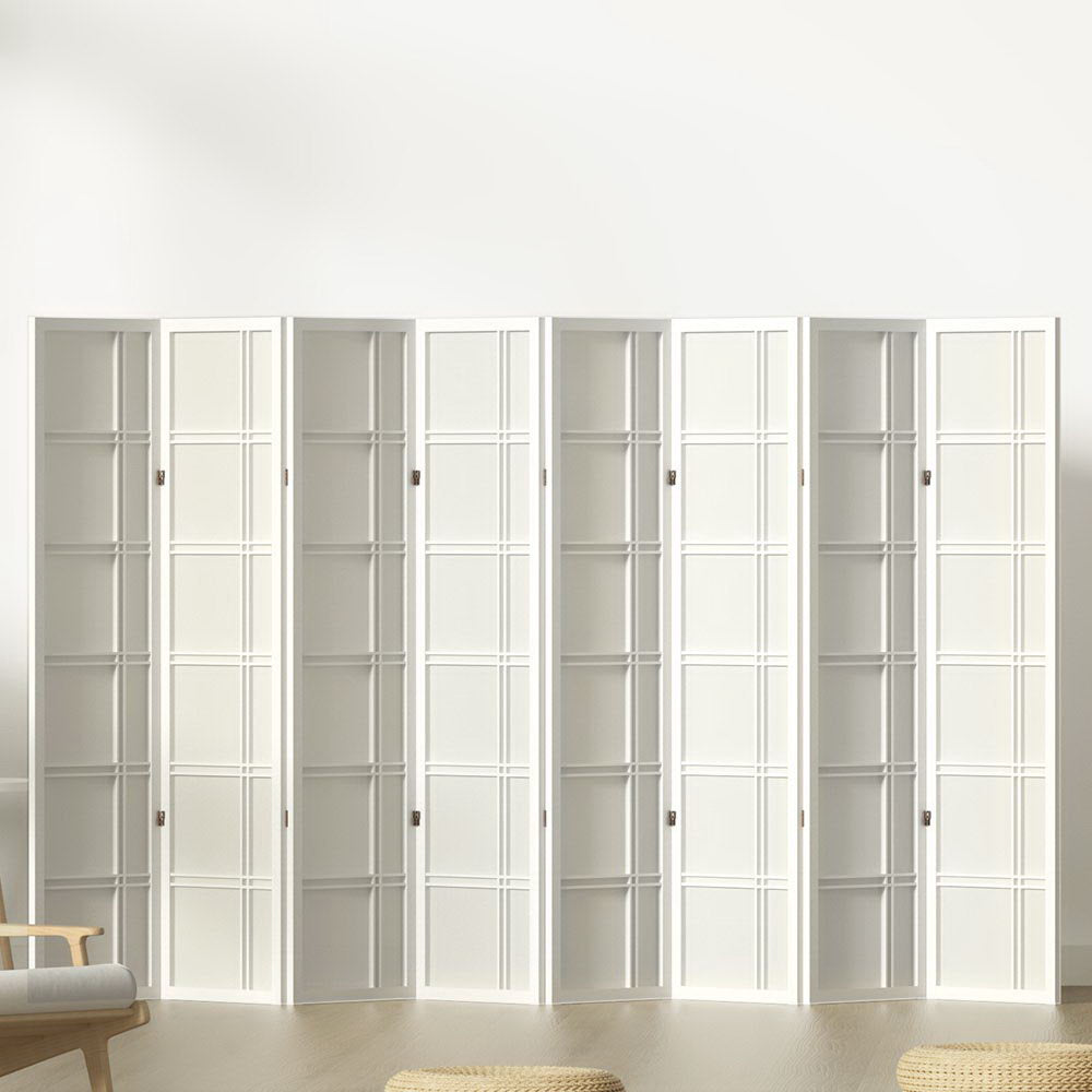 Artiss Room Divider Screen Privacy Wood Dividers Stand 8 Panel Nova White Artiss