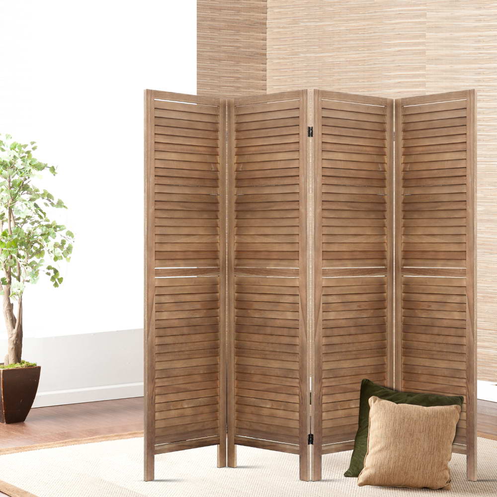Artiss Room Divider Privacy Screen Foldable Partition Stand 4 Panel Brown Artiss